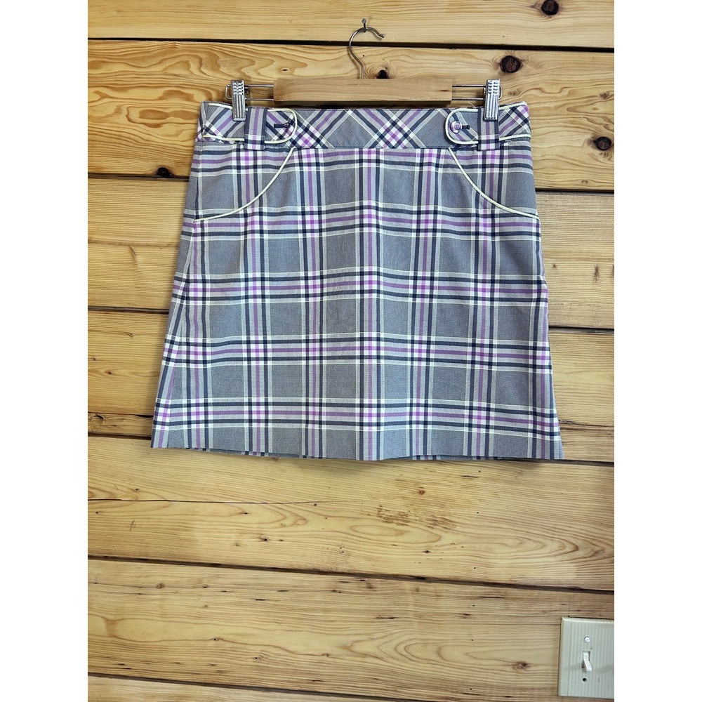 Cutter‎ & Buck Womens Plaid Golf Skort Purple Grey Yellow Size 8 LCB07059